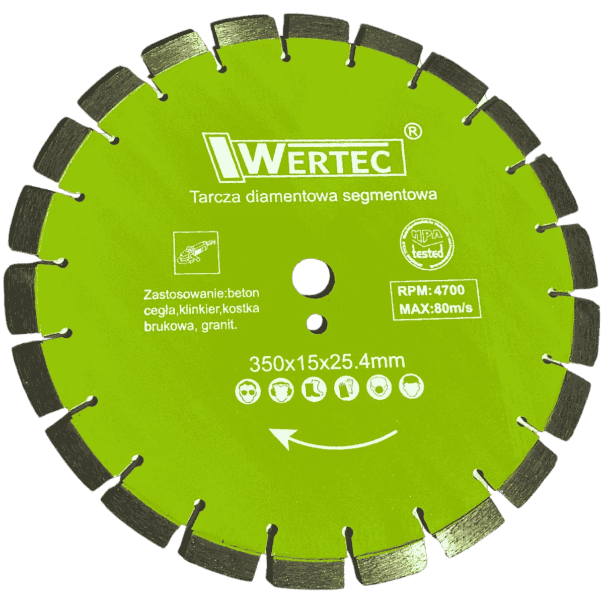 Tarcza diamentowa do betonu 350x25,4x15mm na elektr. SILVER WERTEC