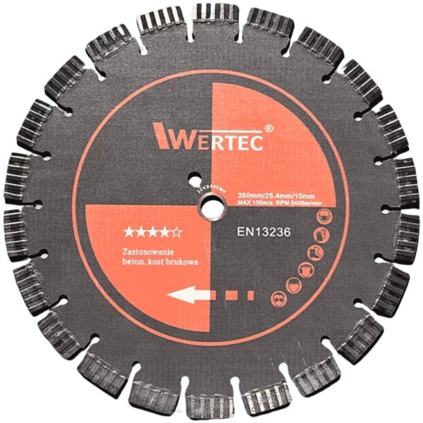 Tarcza diamentowa do betonu i kamienia 350x25,4x15mm GRAFIT M WERTEC