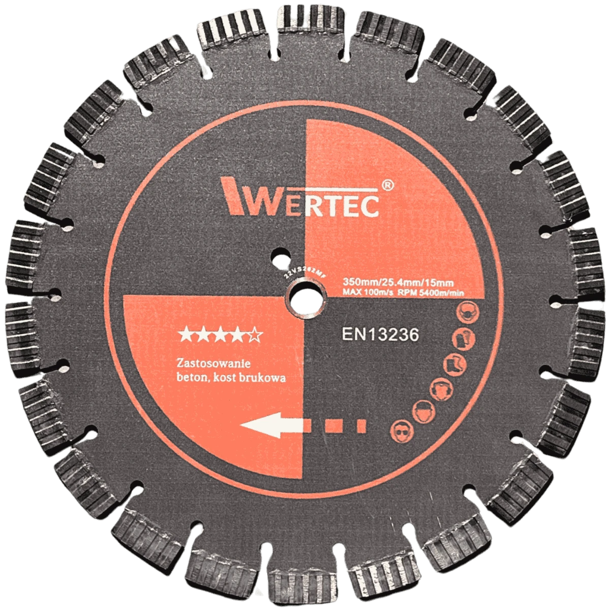 Tarcza diamentowa do betonu i kamienia 350x25,4x15mm GRAFIT M WERTEC